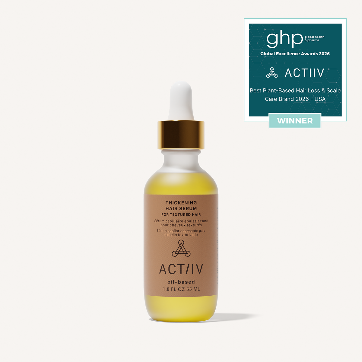 Sérum Capillaire Épaississant ACTIIV base huile — flacon compte-gouttes
